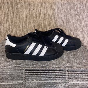 Adidas Superstar Shoes Black with White Stipe Size 12